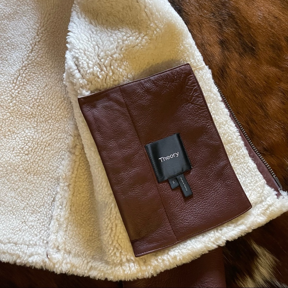 Theory crop genuine lamb shearling moto relax jacket - Picture 8 of 15